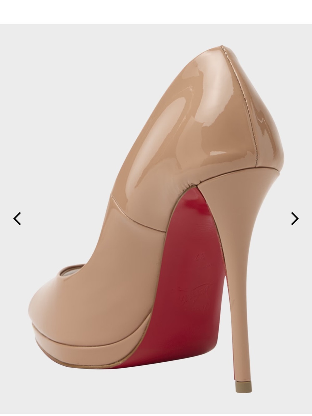 Christian Louboutin Beige Patent Platform Pump with Red Sole
